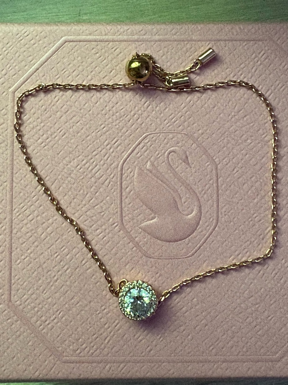 Swarovski Rose Gold Halo Pendant Bracelet (adjustable)